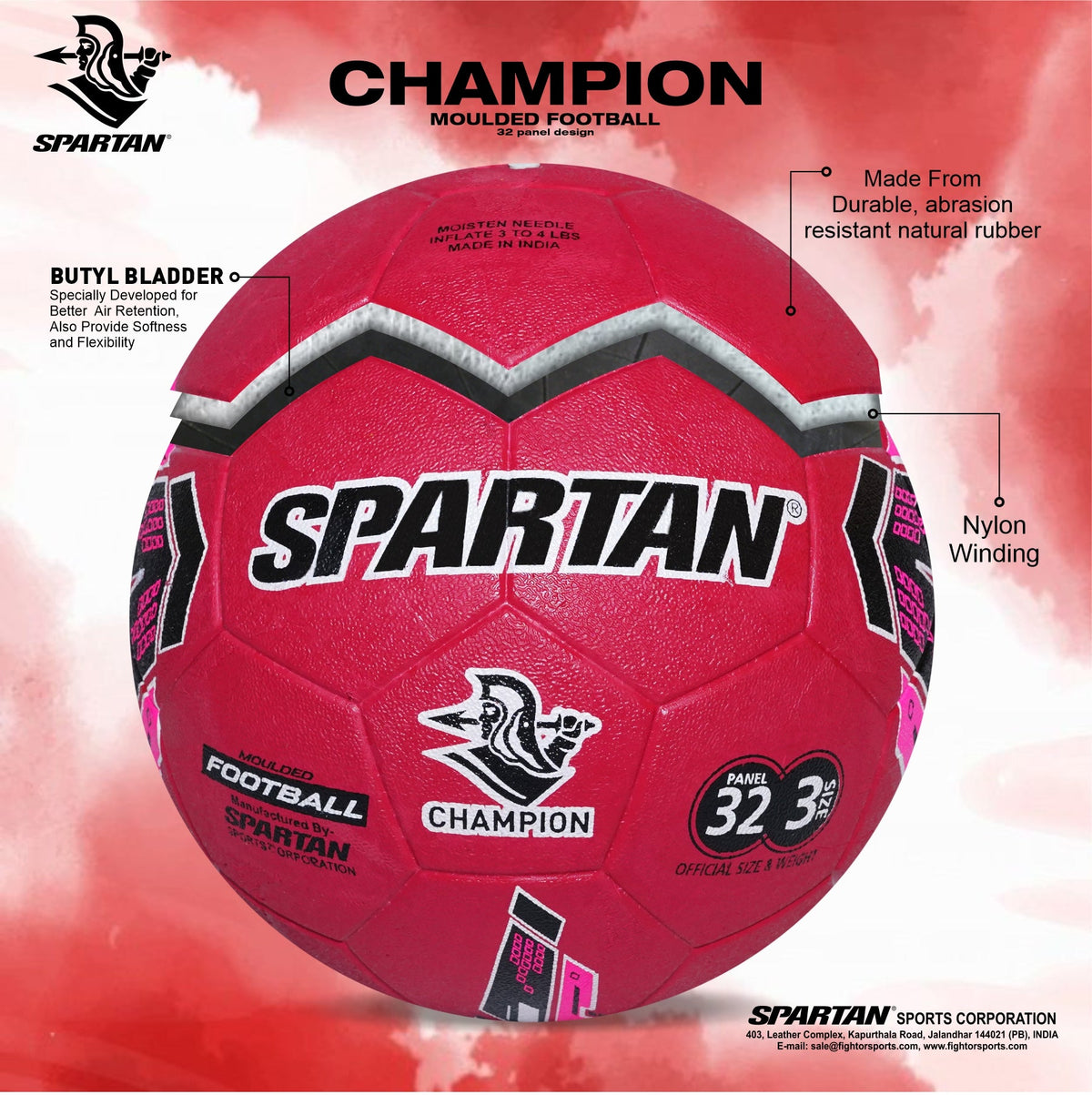 SPARTAN CHAMPION RUBBER MOULDED MULTI COLOUR FOOTBALL MACHINE Spartan Sports