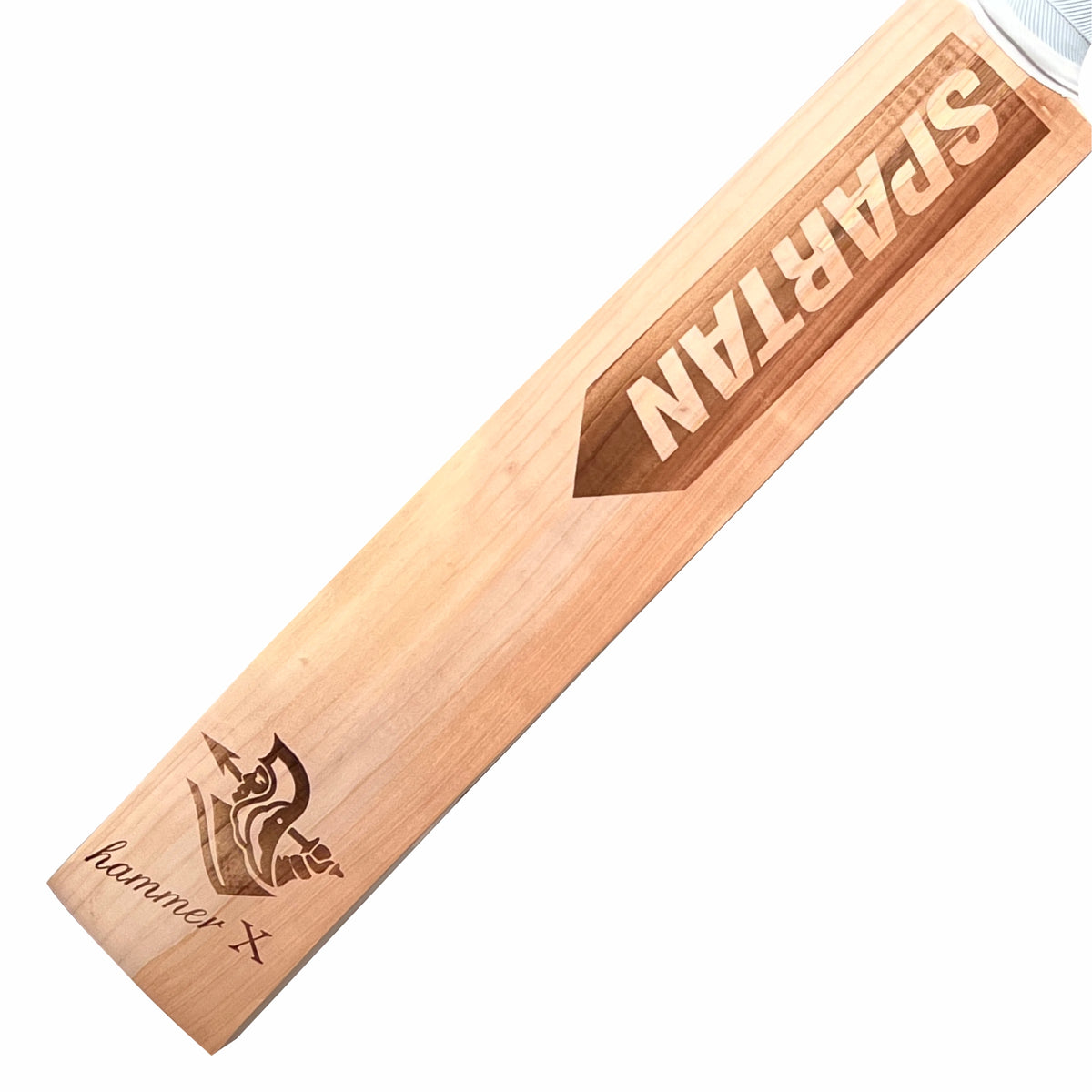 Spartan Hammer X Engraved Kashmir Willow Cricket Bat Full Size | Lightweight Hard Tennis & Leather Ball Bat | Thick Edges | Free Spartan Cap & Bat Cover
